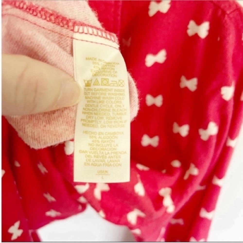 Kate Spade pajama top red white button front bows flannel pocket - Picture 7 of 8